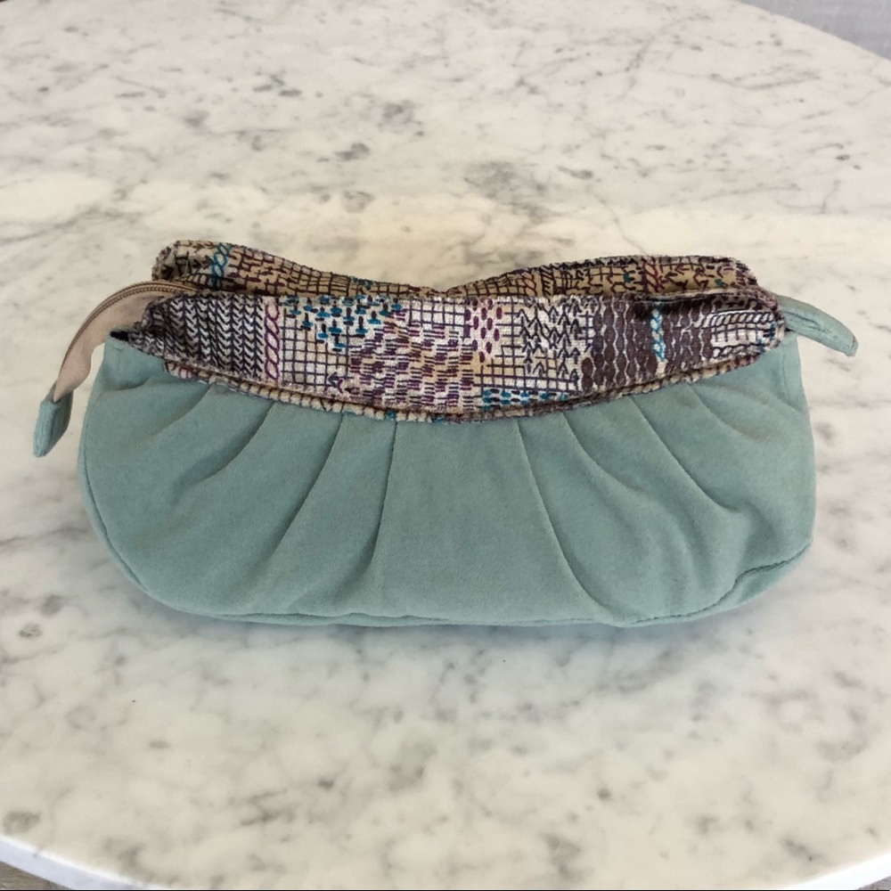 Cute clutch bag pistachio velvet fabric